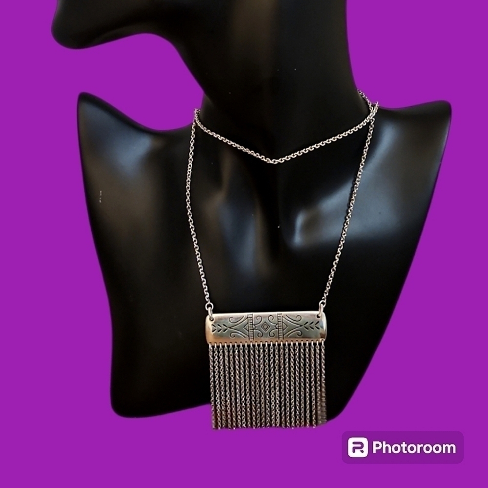 Brighton Marrakesh Ethnic Bar Fringe Pendant Sweater Chain Necklace